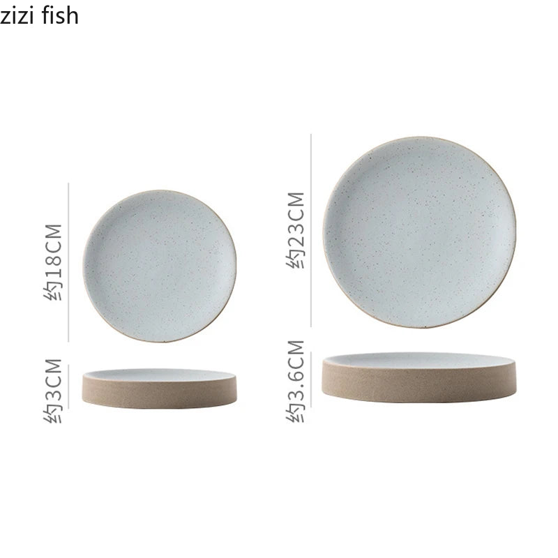 Vintage Round Ceramic Plate Creative Dessert Dim Sum Plate Pastry Plate Steak Plates Sushi Plates Molecular Cuisine Tableware