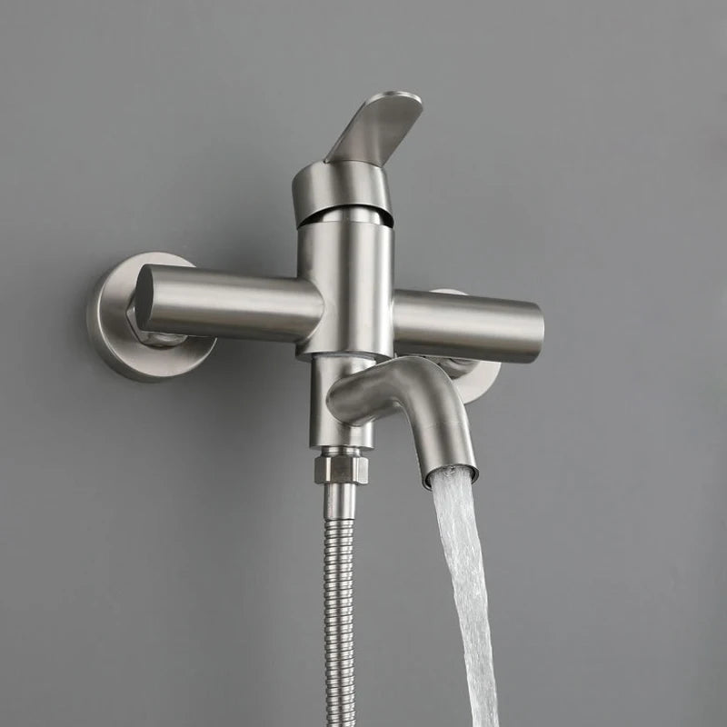 Bathroom Shower Faucet Stainless Steel Triple Bathtub Faucet Mixers Hot Cold Mixer Valve Nozzle Tap Wall Mounted Home Shower Set