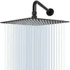 SUS304 Stainless Steel Rainfall Shower Head 15" Extension Arm High Pressure Ultra Thin Square Shower Set Single Chrome Finish