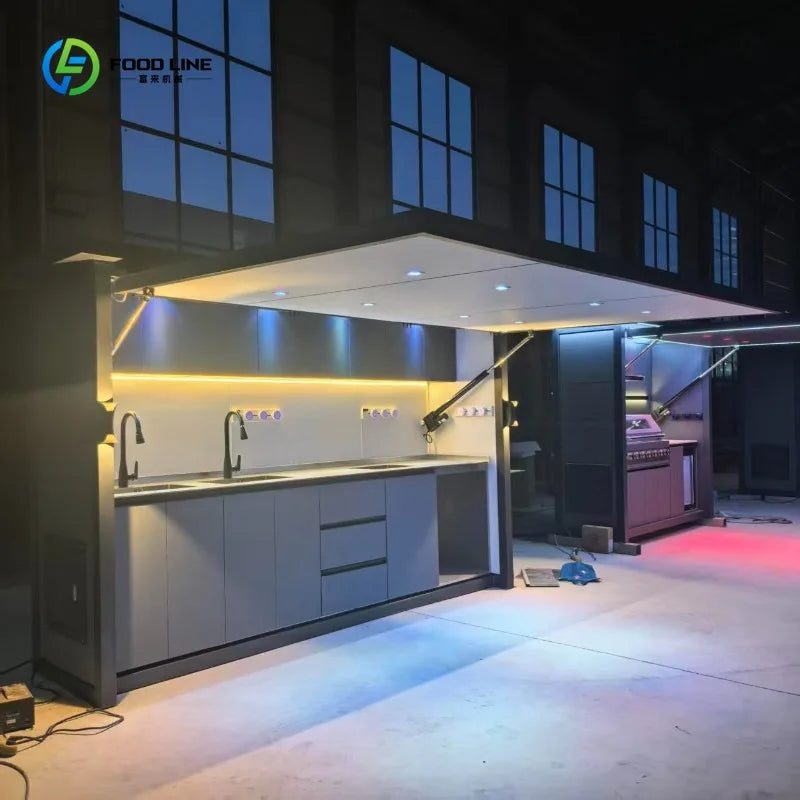 3.6M Outdoor Kitchen Factory in Stock Immediate Sale, Without Built-in Cooking Equipment Perfect for Backyard Party Storage Use