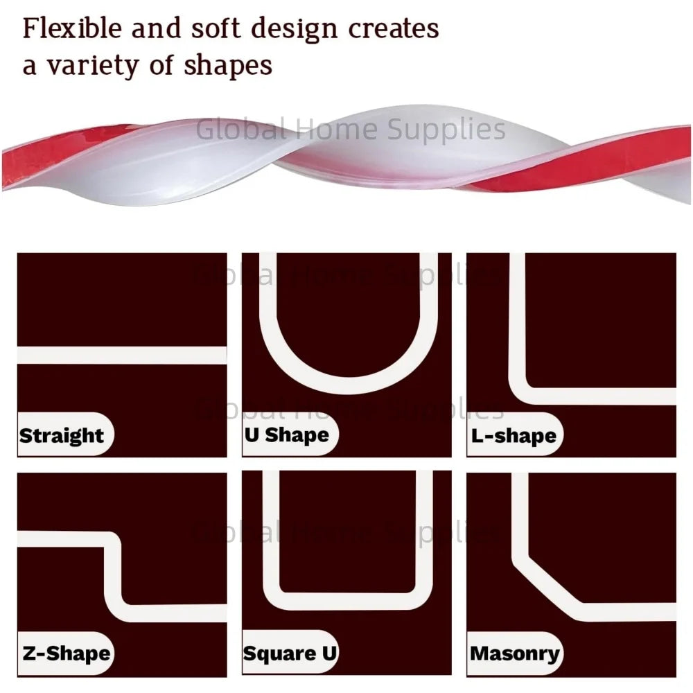 Shower Threshold Water Guard Dam Bottom Seal for Bathroom Glass Shower Door Strip Dry and Wet Separation Caulk Seal Edge Tape
