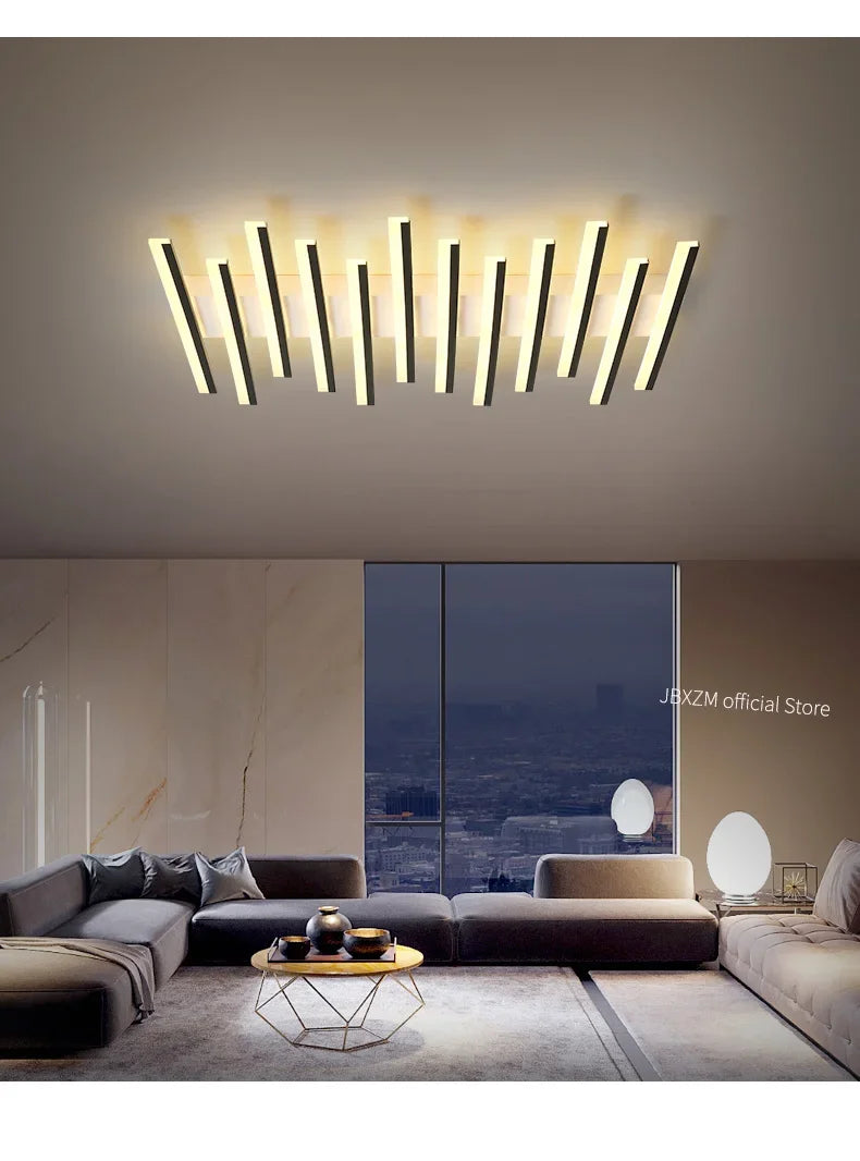 Modern LED Suitable for Living Room Pendant Lights With Remote Control Indoor Bedroom Office Lighting Long Strip Ceiling Lights