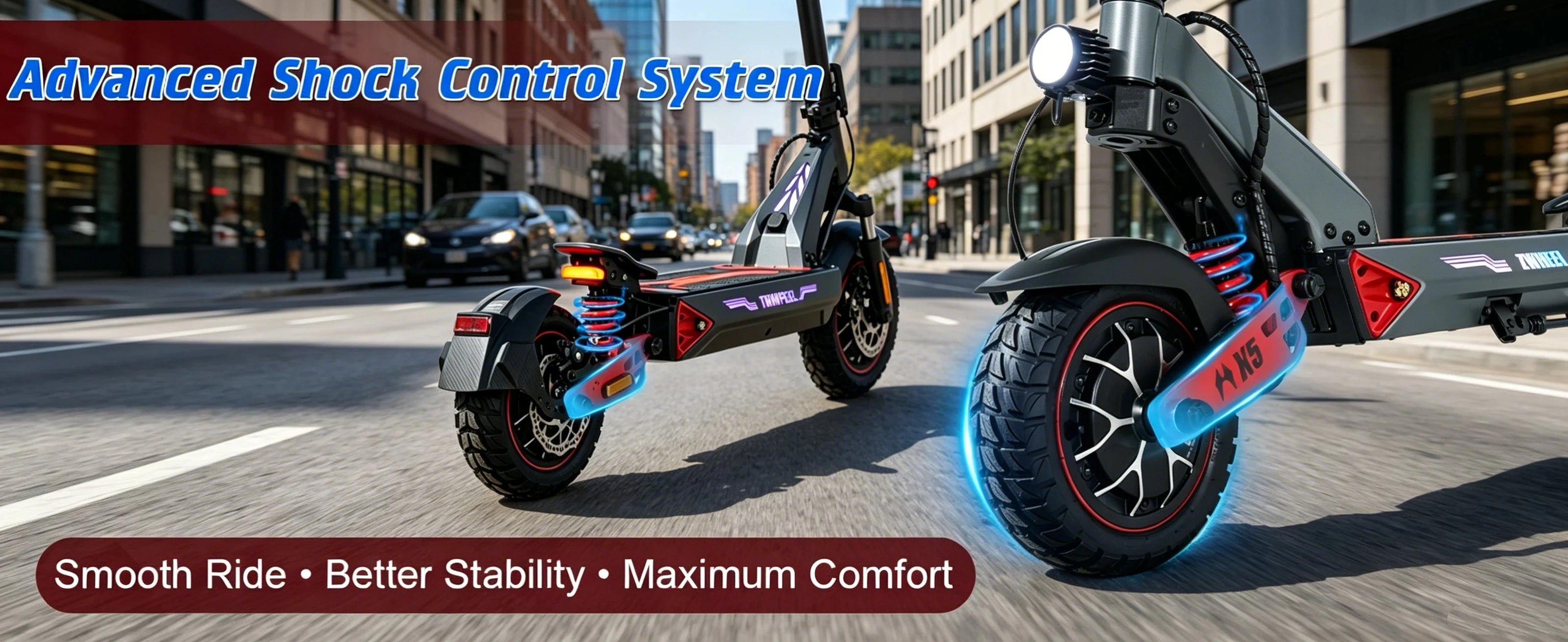Electric Scooter Adults 2400W Dual Motor, 10" Off Road Tires, foldable, 48V 20Ah Battery, 45 Miles Long Range, Dual Disc Brake, US Stock