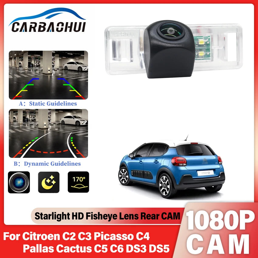 170 Degree 1080x720P HD Waterproof Car Vehicle Rear View Reverse Camera For Citroen C2 C3 Picasso C4 Pallas Cactus C5 C6 DS3 DS5