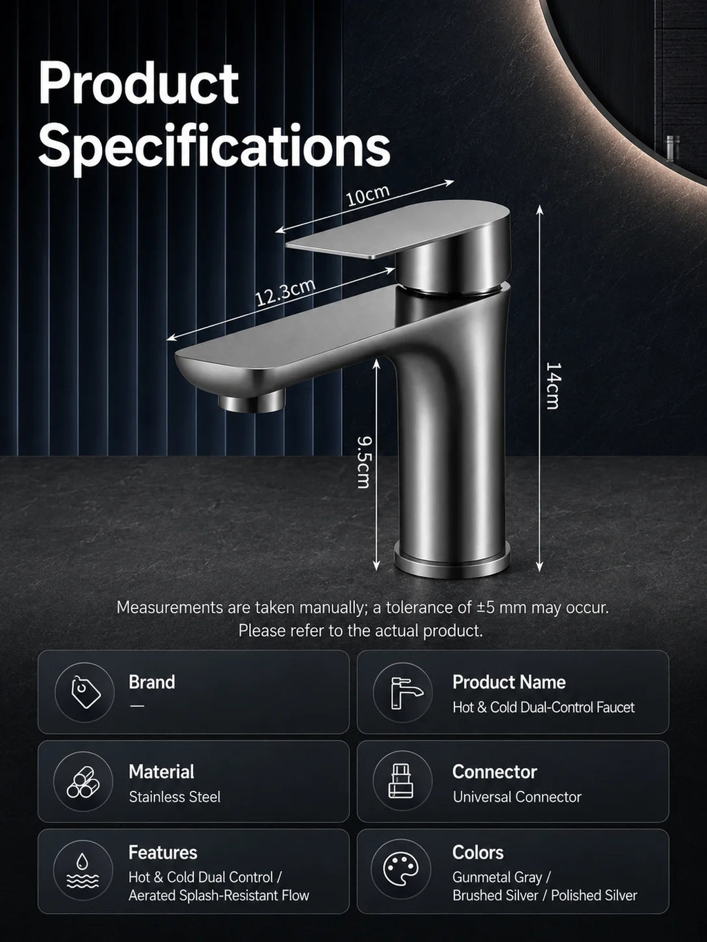 304 Stainless Steel Bathroom Sink Faucet Hot Cold Mixer Tap Single Handle Washbasin Water Faucet for Bathroom Vanity