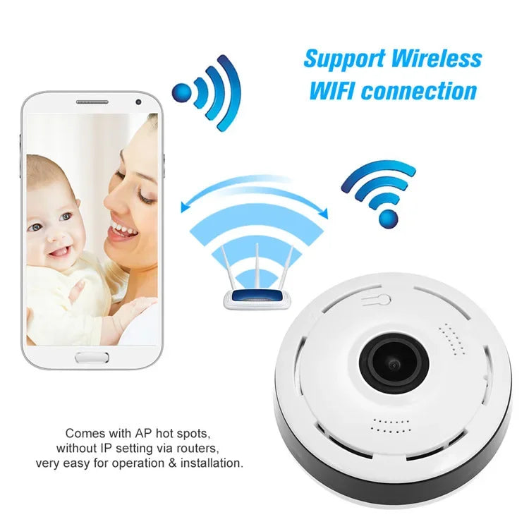 HD Mini Camera WIFI 360° Indoor Panorama Remote Smart Home 2MP Two-way Voice IP Cam Night Vision Security Protection Camcorders