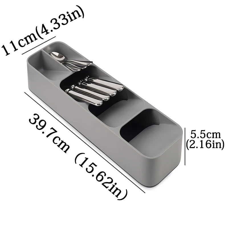 Kitchen Cutlery Organizer Knife Storage Spoon Forks Compartment Tableware Organizer Spice Bottle Storage Box