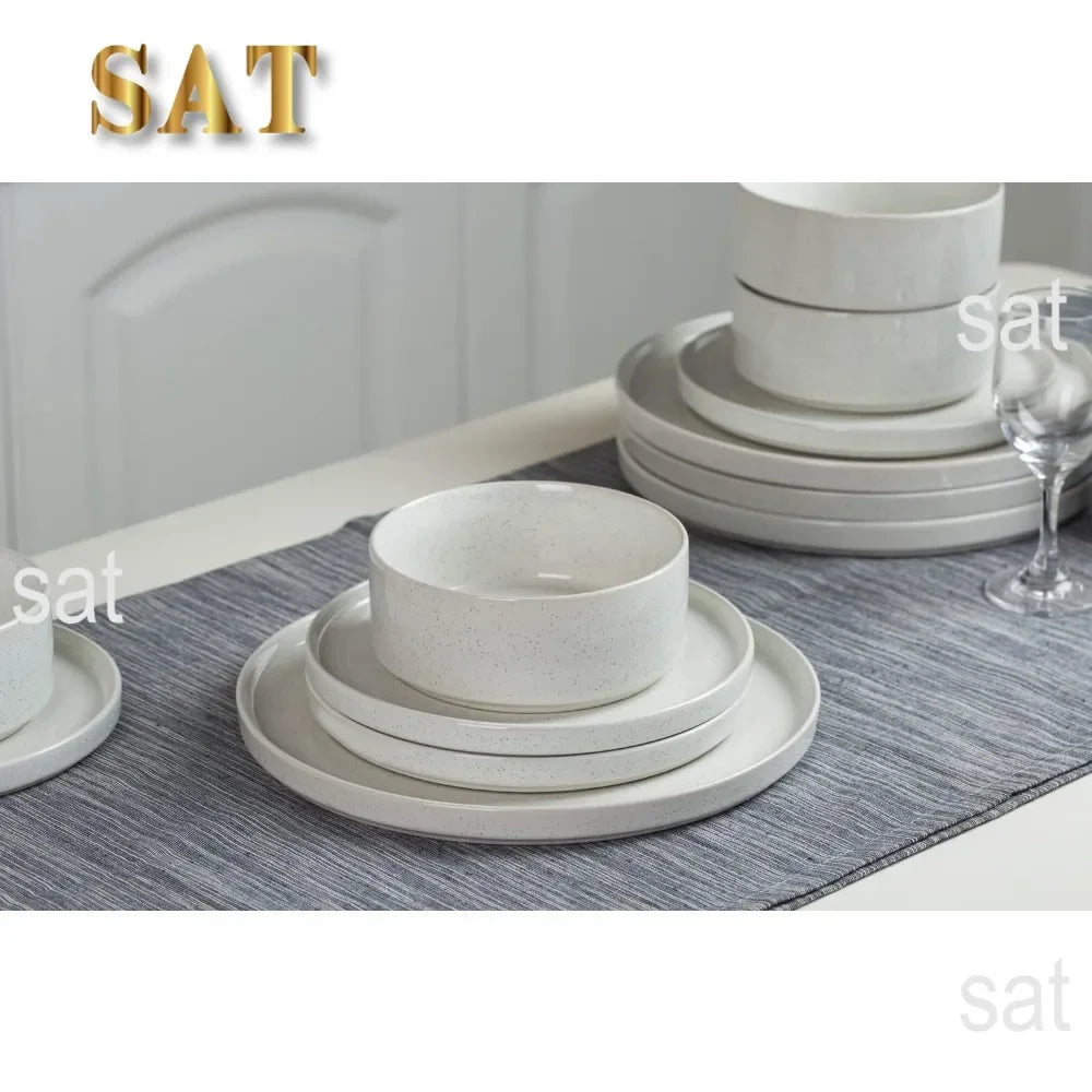 Furniture Nebula Plates and Bowls Set, 12 Pieces Dinnerware Sets, Dishes Set for 4