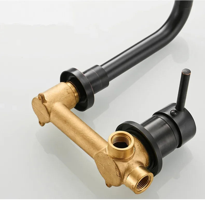 Bathroom Faucet Brass Hot and Cold Water Sink Faucet Wall Mounted Mixer Tap Single Handle Two Hole Vintage Faucet