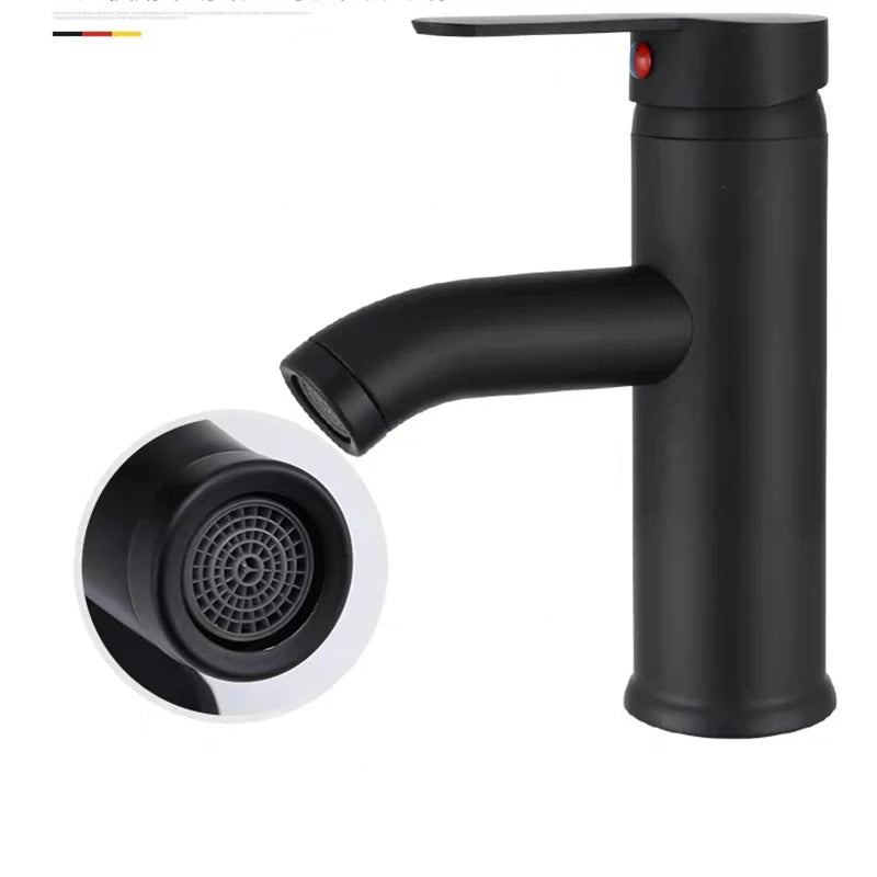 Black Basin Faucet Stainless Steel Paint Faucet Bathroom Single Handle Basin Faucets Blacked Single Hole Hot Cold Mixer Tap
