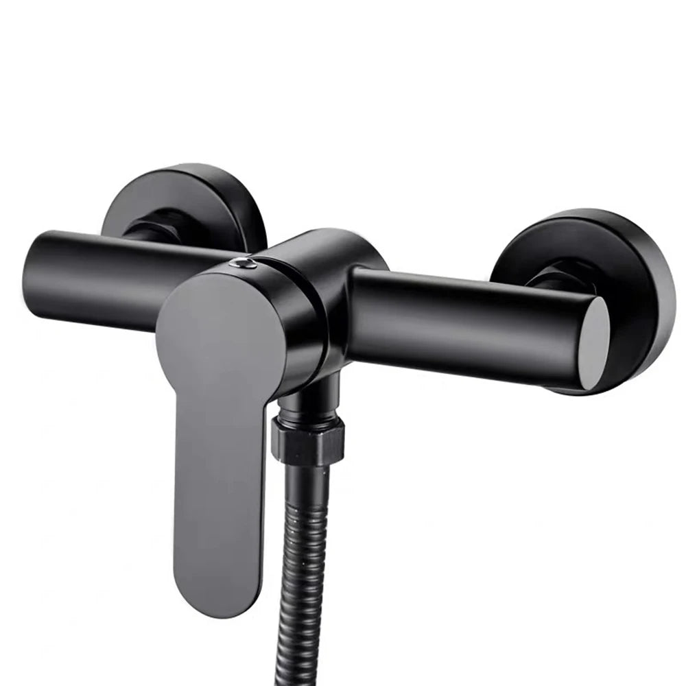 304 Stainless Steel Bathroom Shower Faucet Wall Mounted Triple Bathtub Faucet Hot and Cold Water Mixer Valve Nozzle Tap G1/2in