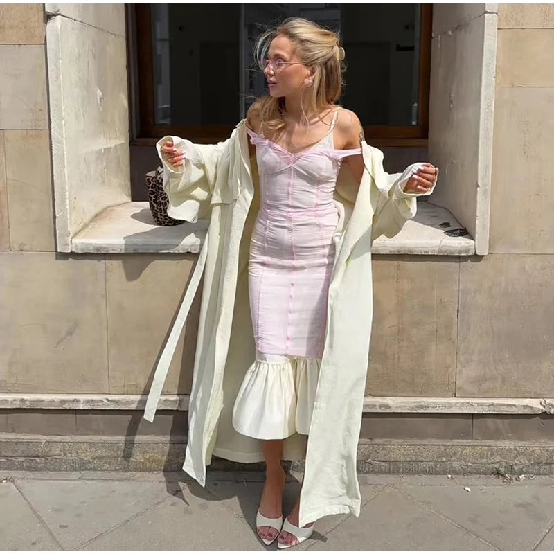 Sexy Sheer Mesh Overlay Midi Dress Women Sleeveless Sleeveless Spaghetti Strap Slim Dresses 2026 Lady Trendy Party Club Robe
