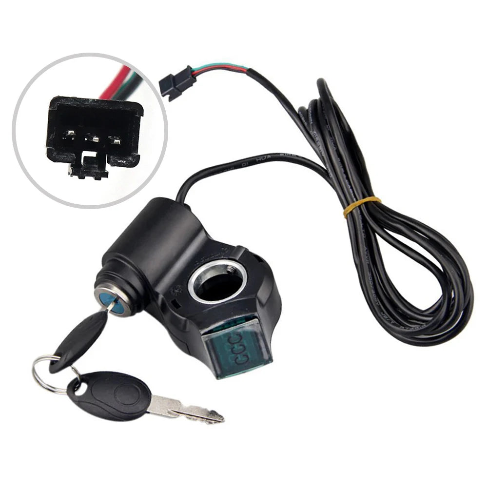 E-Bike Thumb Throttle With Key Lock And Battery Level Display 24V-72V Electric Scooter Grip 7/8 Inch Handlebar Twist Accelerator