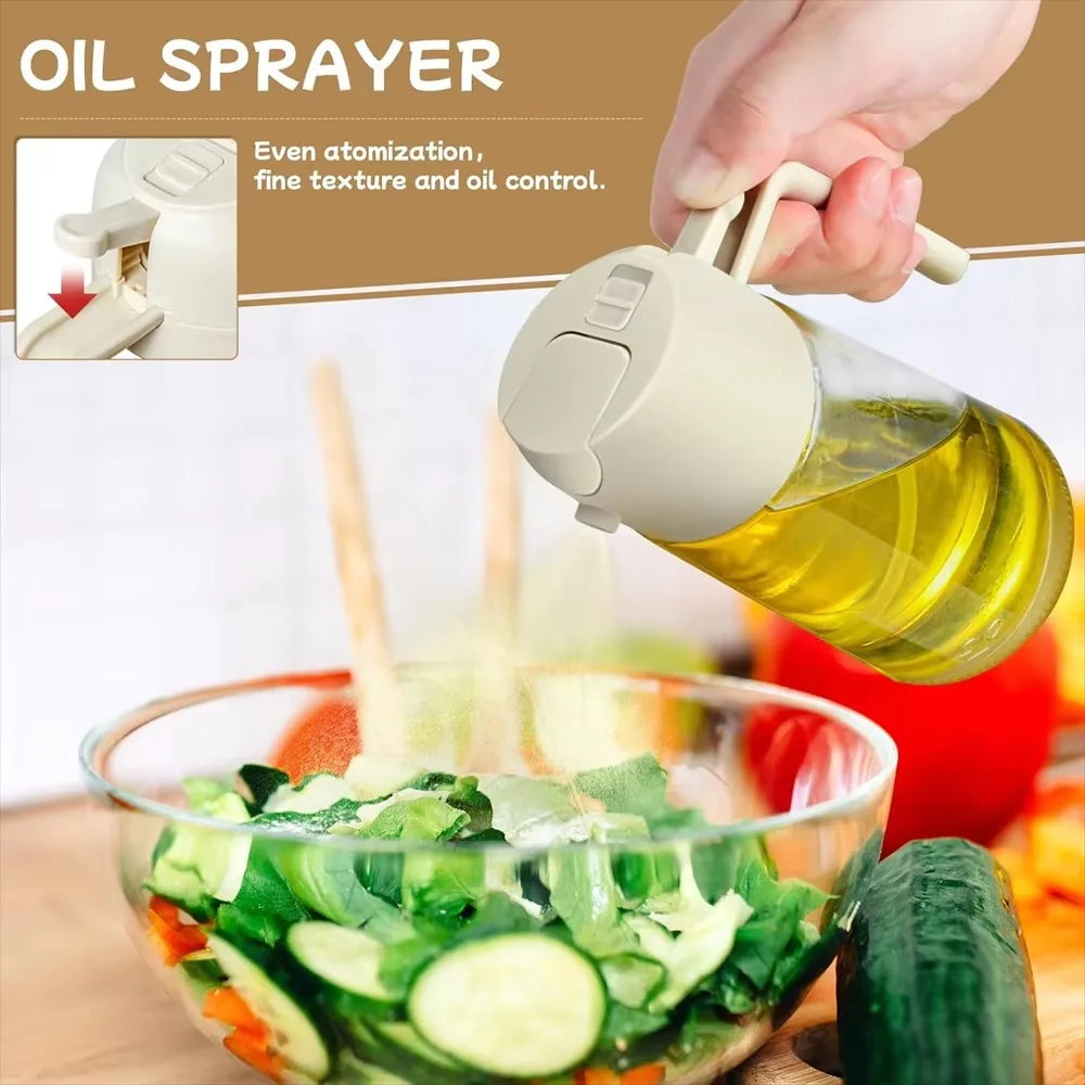 16oz/470ml Olive Oil Sprayer for Cooking - 2 in 1 Glass Olive Oil Dispenser for Kitchen Gadgets, Air Fryer, Salad, and BBQ