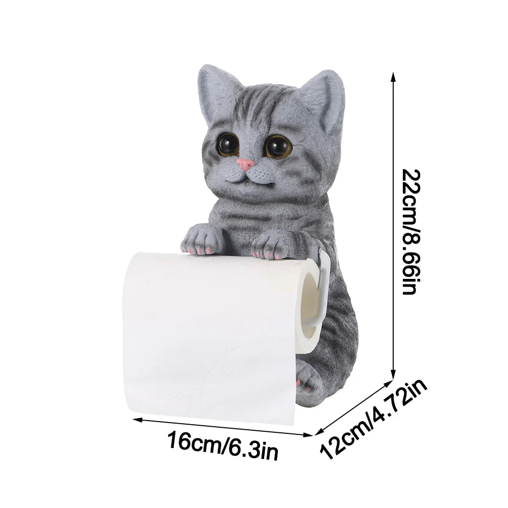 Resin Cat Toilet Paper Holder Wall Mounted Storage Dispenser Bathroom Paper Towel Dispenser Kitchen Tissue Dispenser