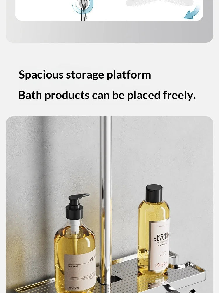 304 Stainless Steel Thermostatic Rainfall Shower Set High Pressure Wall Mounted Bathroom Mixer Tap Handheld Circular Square
