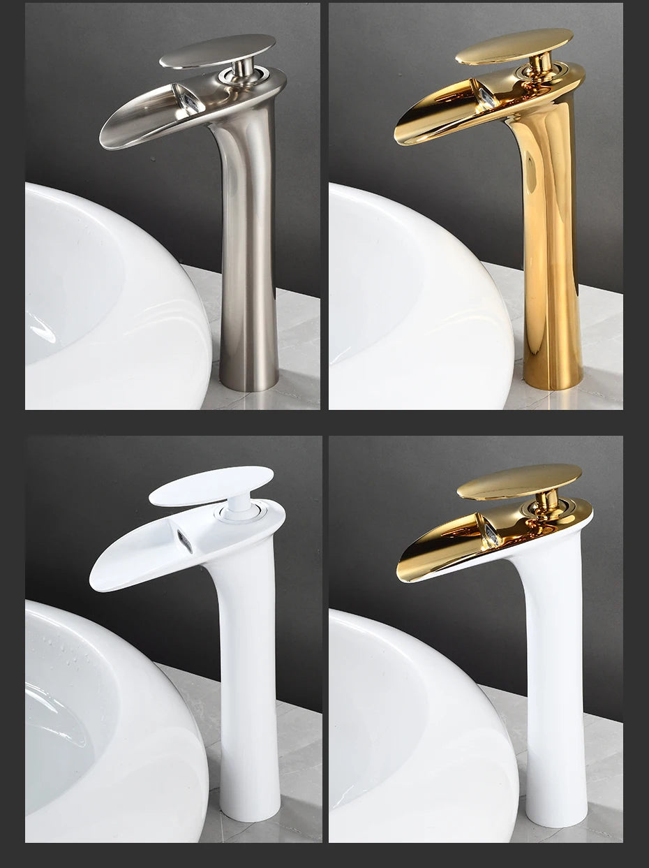 Basin Faucets Modern White Bathroom Faucet Waterfall faucets Single Hole Cold and Hot Water Tap Basin Faucet Mixer Taps 855924
