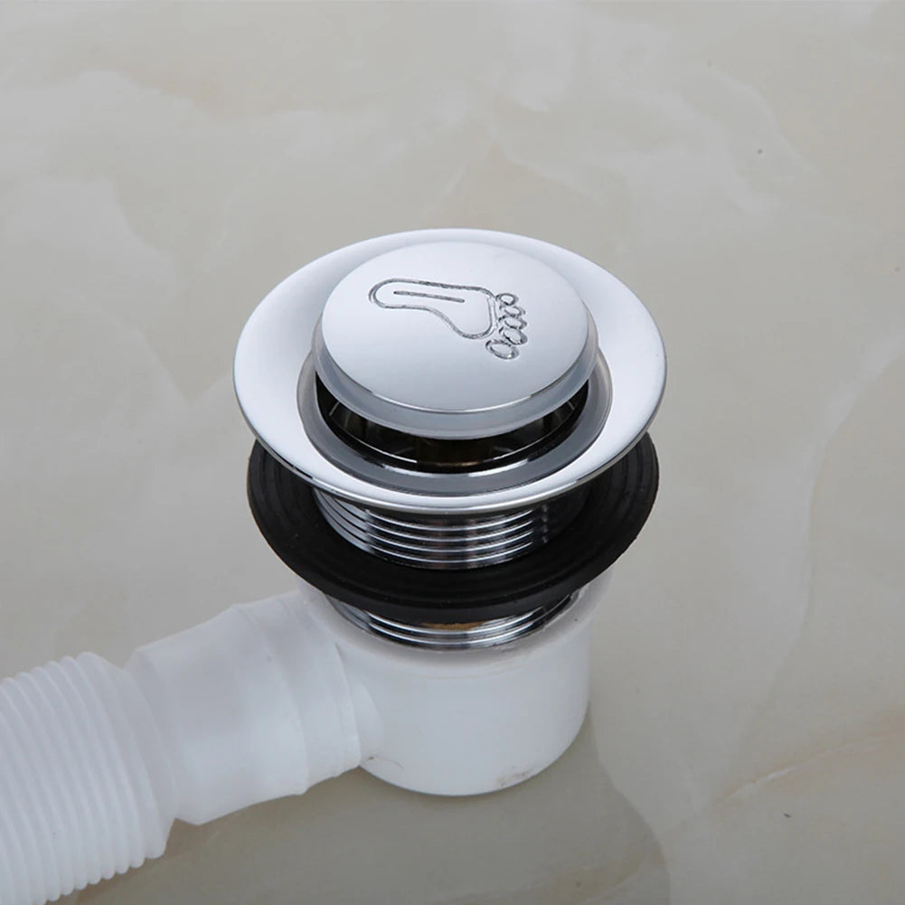 Waste Drain Pop Up Drain Easy To Install Water-tight Seal Alloy+Brass+Plastic Bathroom Bathtub Drain Plug Silver Brand New
