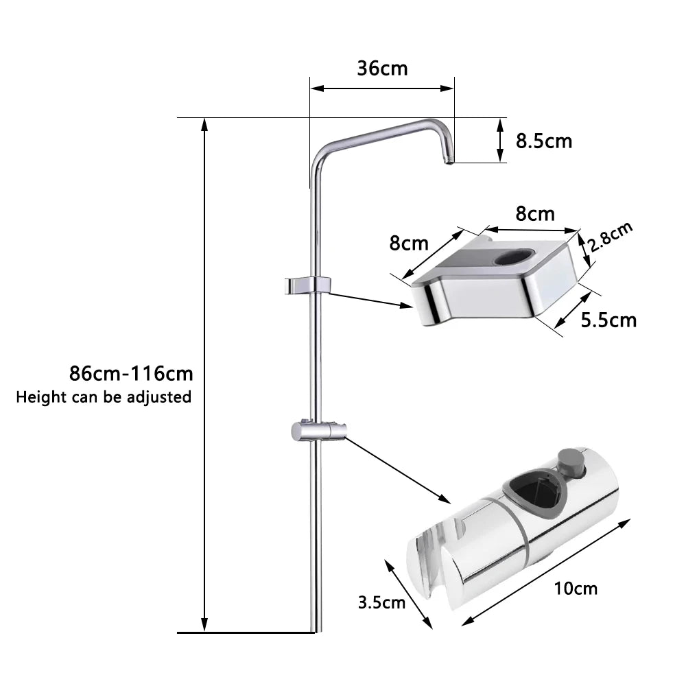 Standard Universal Bathroom Shower Faucet Tube for Bathtub Shower System Tap Set G1/2 in G3/4 in Adapter Round Pipe Accessories