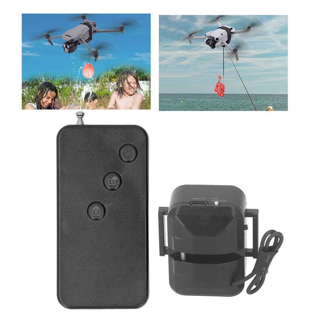 Drone Payload Release System RC Drone Airdropper  Lightweight USB Charging 500m Remote Range 300mAh for Advertising