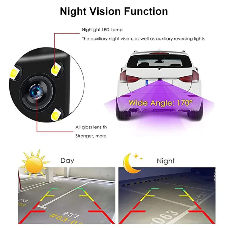 Car Rear / Front Camera Night Vision Waterproof Parking Camera Wide Angle for Car Radio Head Unit 12LED/4LED/Fisheye Camera
