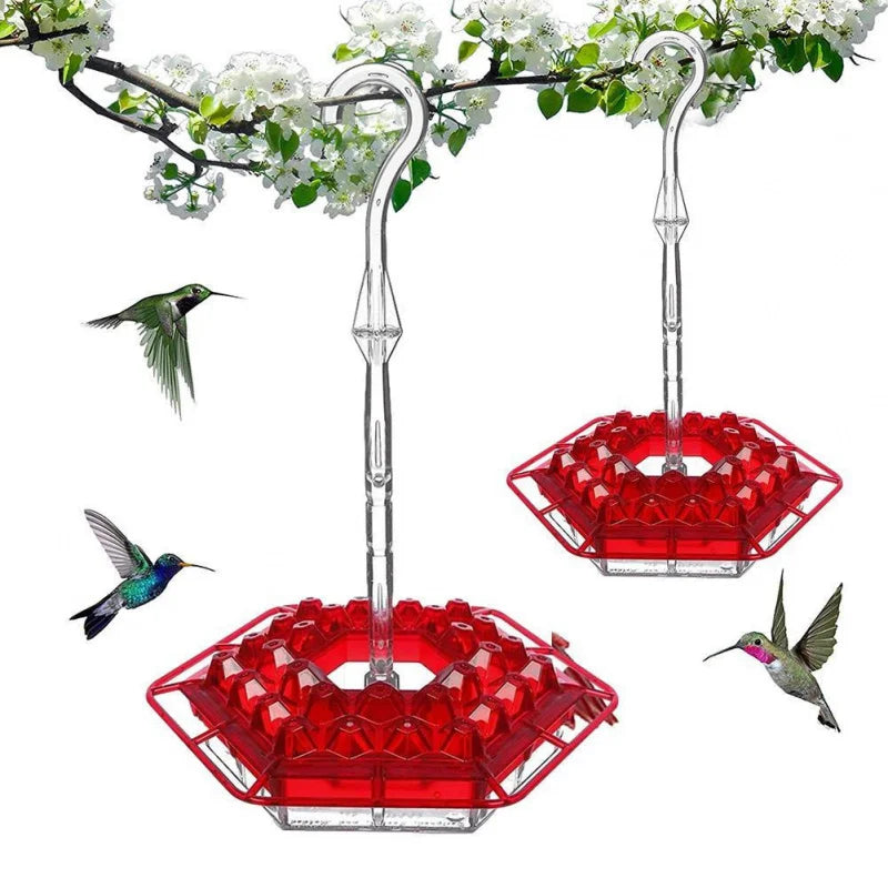 Red Hexagon Hummingbird Feeder Hanging with Hook Garden Bird Feeder Attract More Winged Visitors to Your Outdoor Space