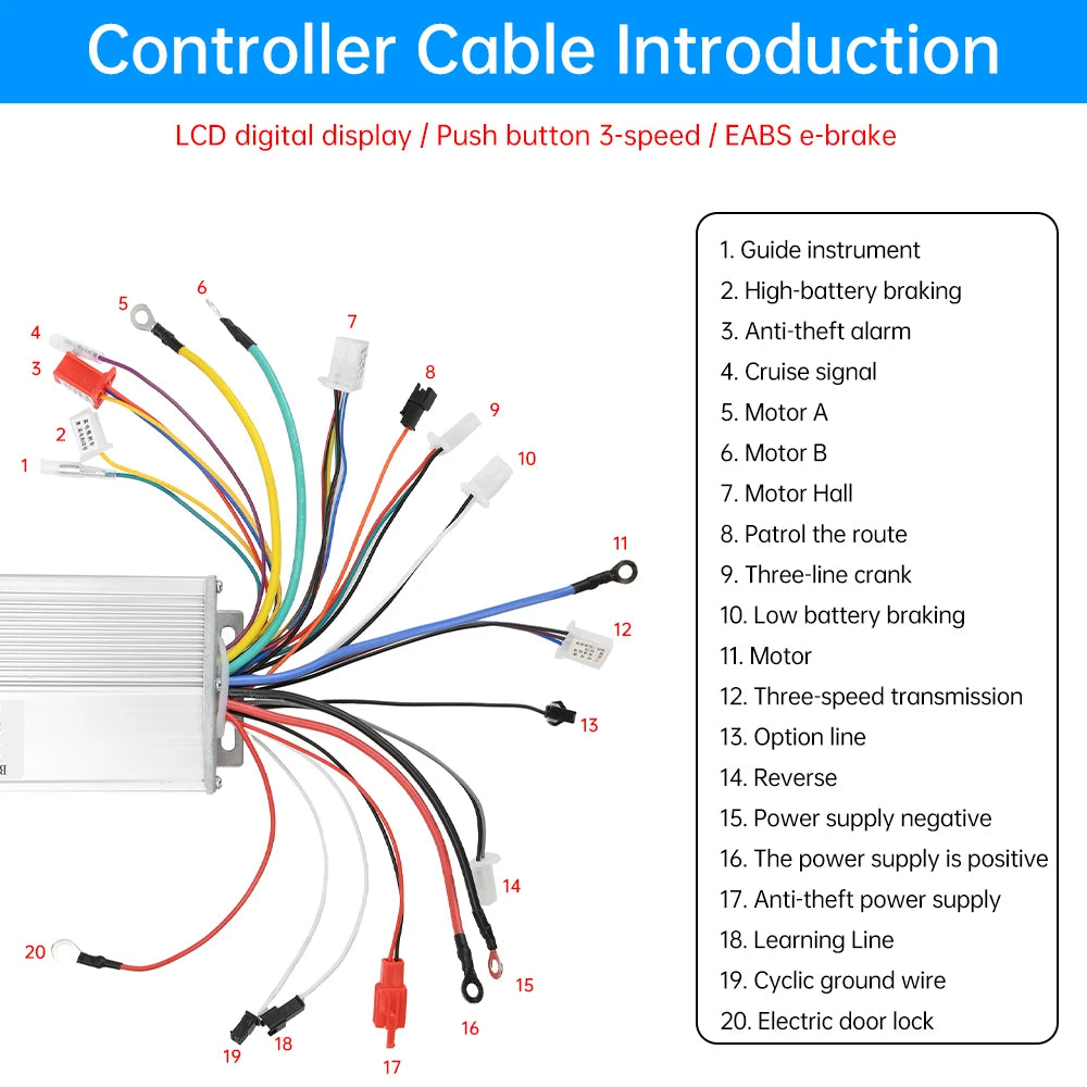 Electric Bicycle Accessories 48V-72V Electric Bike 1200-1500W Brushless DC Motor Controller For Electric Bicycle E-bike Scooter