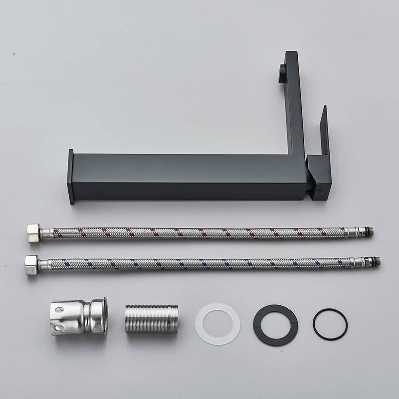 Senlesen Brushed Gold Bathroom Faucet Basin Faucets Deck Mounted Sink Mixer Tap Stainless Steel Countertop Hot Cold Water Crane