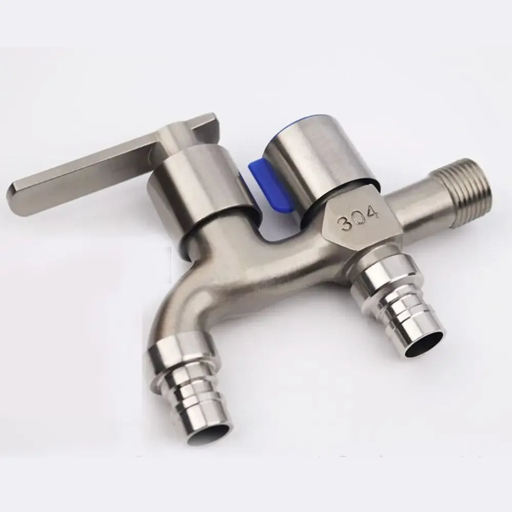 One-in-two-out Double Water Outlet Tap Dual-water Stainless Steel Mop Pool Faucet Water Switch Outdoor Garden Bibcock