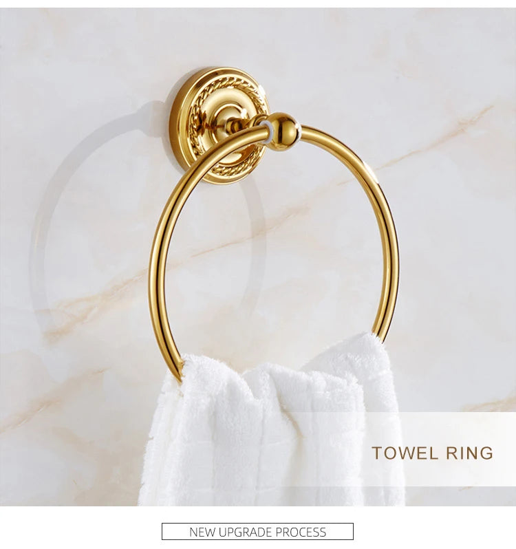 Luxury Gold Brass Bathroom Accessories Set,Robe hook,Paper Holder,Towel Bar,Towel Ring,bathroom sets, Gold Towel Rack,Soap Dish