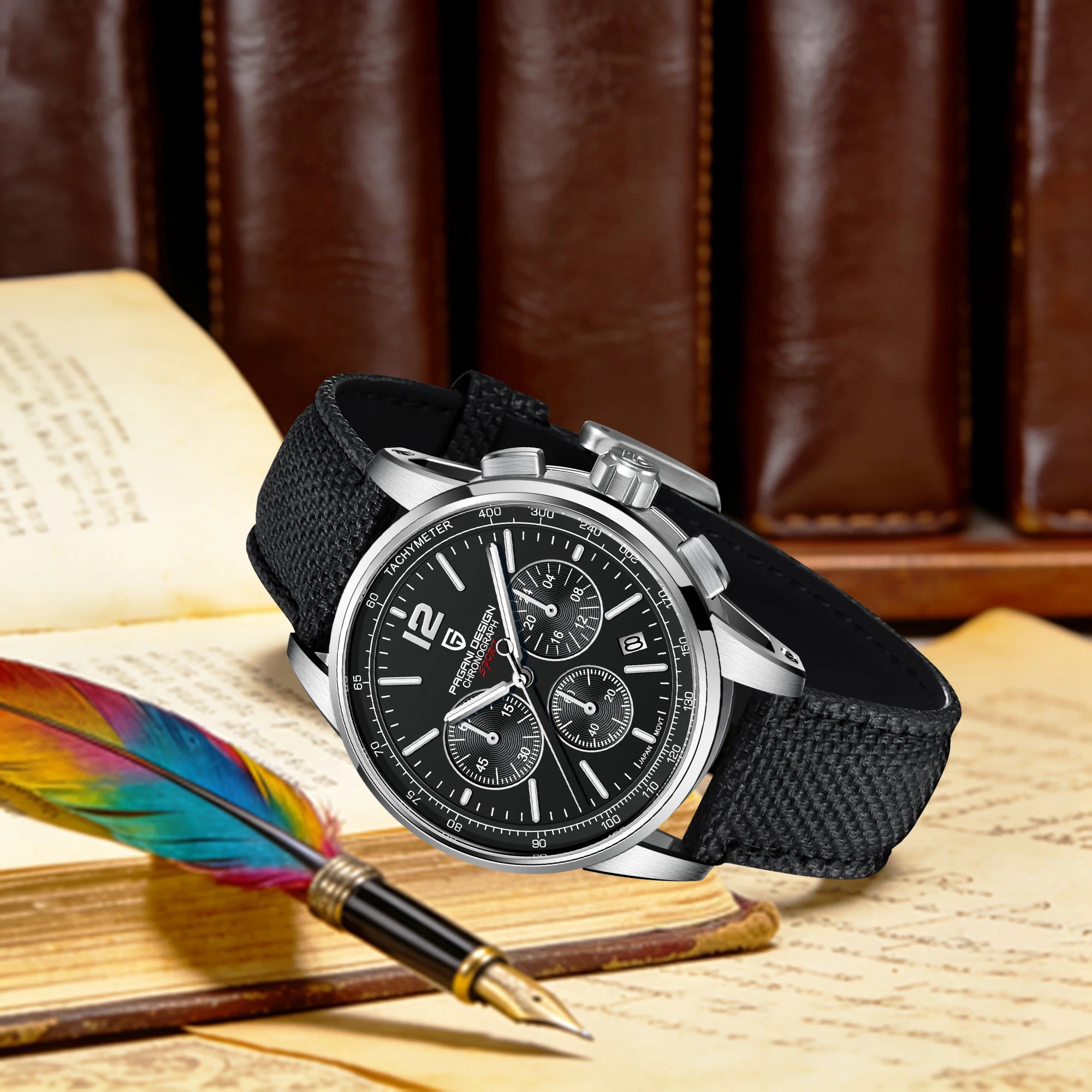 PAGANI DESIGN Men Quartz Watch Modern Light Simple Fashion Pioneer Stainless Steel Tachymeter Waterproof Calendar Luminous Watch