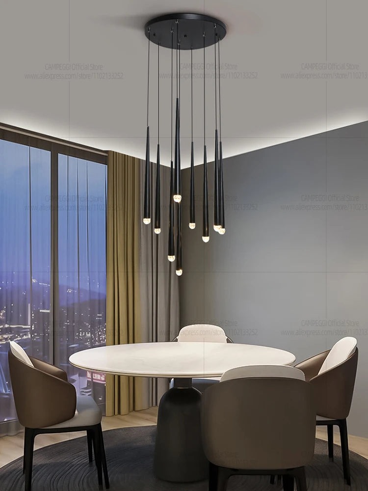 Modern LED Living Room Long Pendent Lamp Attic Light Indoor Lighting Villa Staircase Chandelier Dining Room Ceiling Lamp