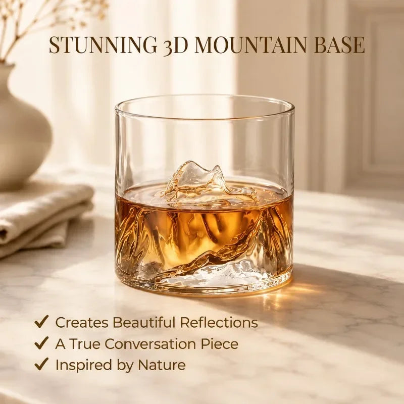 Guanshan Whiskey Glass Glass Glacier Mountain Cup Suitable for Drinking Whiskey Cognac Cocktail Ice Glass
