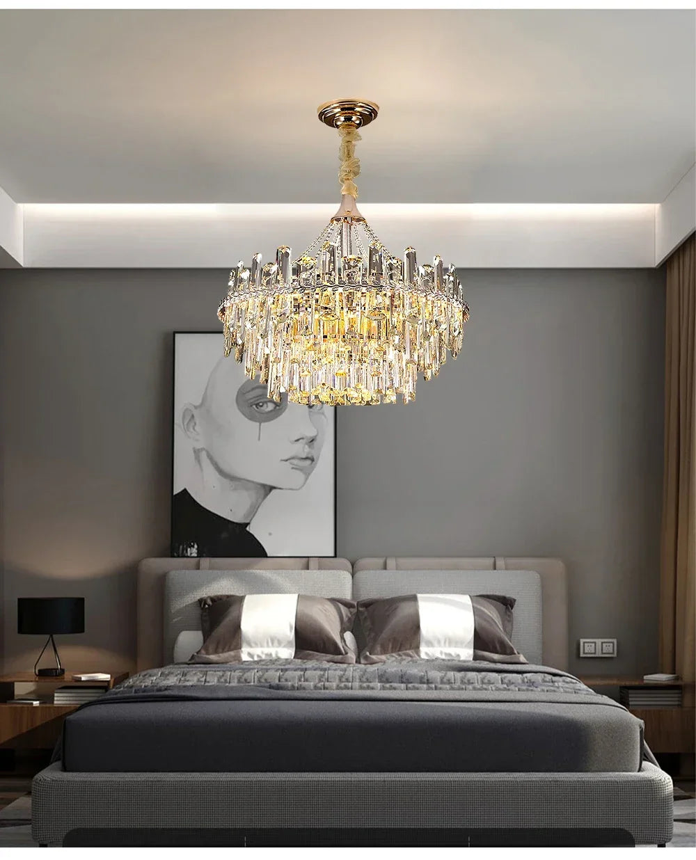 Modern Luxury Led Lights Clear Crystal Chandeliers for Living Room Villa Bedroom Dining Room Art Home Decoration Pendant Lamps