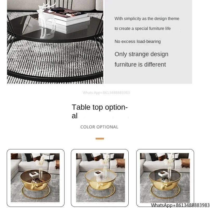 Small Apartment Living Room Round Household Minimalist Mini  Table Modern Light Luxury