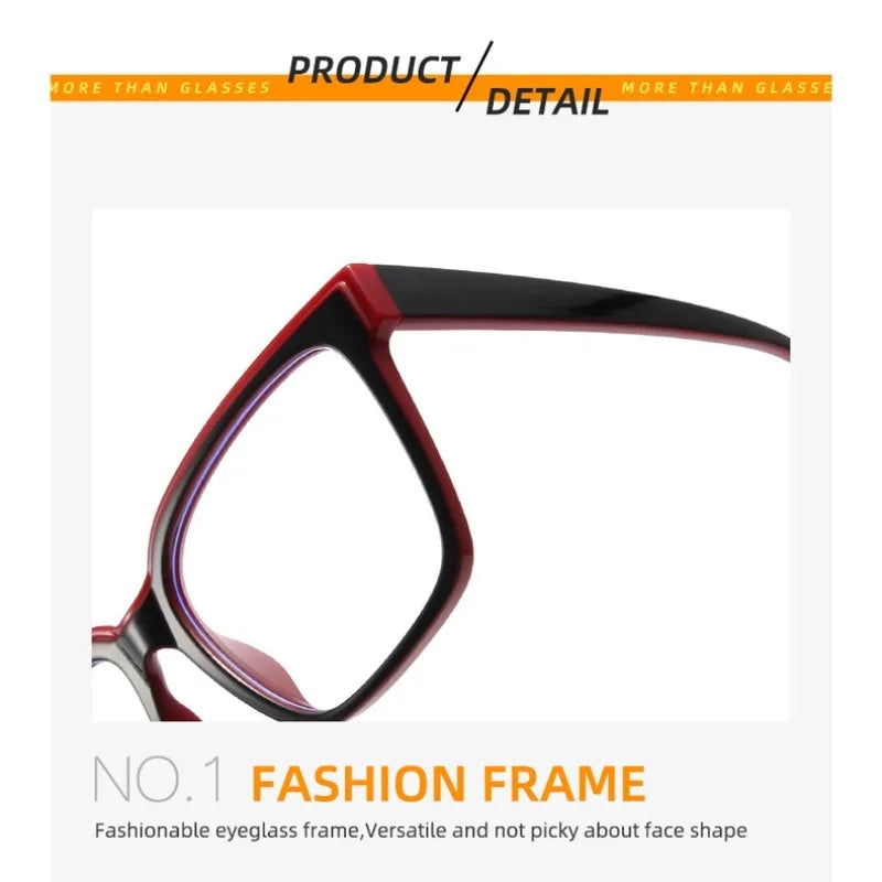 Fashion Double Color Women Cat Eye Glasses Frame Retro TR90 Clear Anti-Blue Light Eyewear Men Optical Blue Yellow Frame