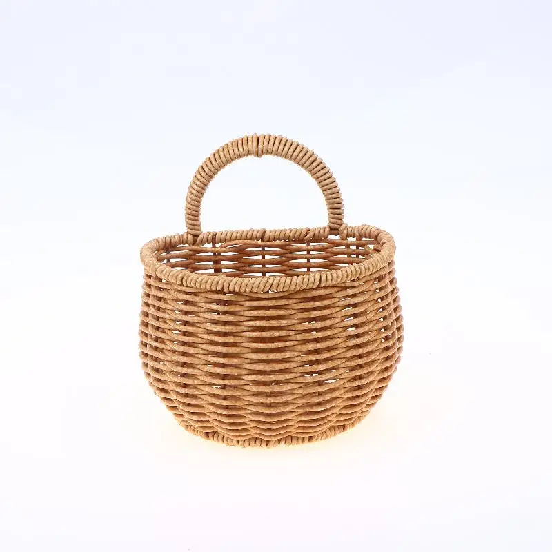 Kitchen Storage Basket With Handle Cute Wall Hanging Woven Basket Kawaii Hanging Storage Basket Kitchen Sundries Organizer