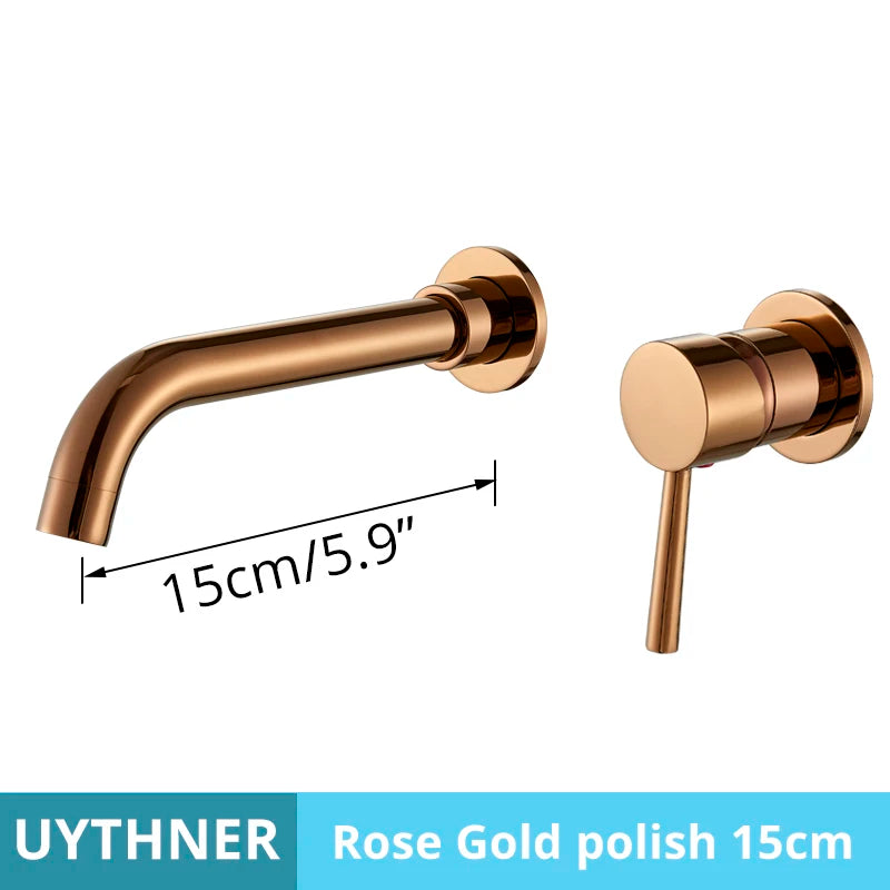Brushed Gold/Black Basin Faucet Concealed Wall Mounted For Bathroom Faucets Bath Basin Sink Tap Bathtub Hot And Cold Water Mixer
