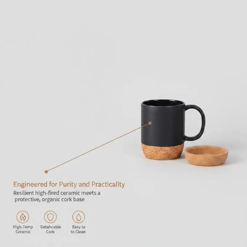 Cork Bottom Ceramic Frosted Coffee Mug Non-slip 350ml Easy Wash Drinking Cup for Office Home Gift Giving