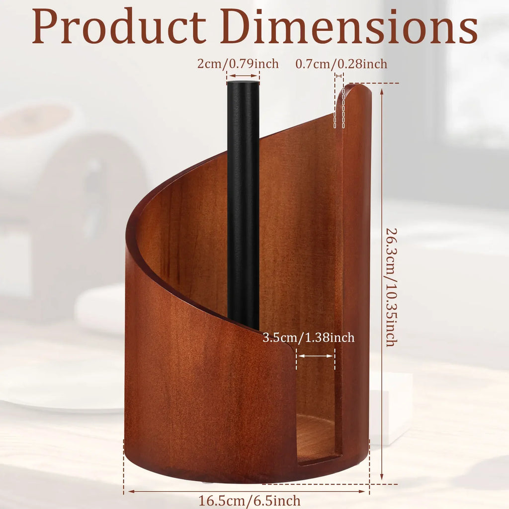 New Paper Towel Holder Wooden Kitchen Spiral Roll Paper Holder Anti-Skid Tissue Vertical Stand Countertop Bathroom Decoration