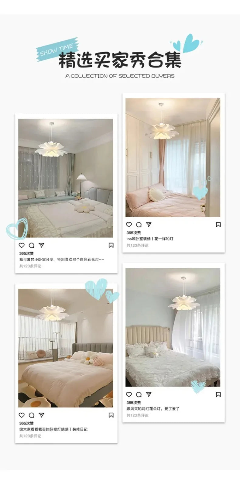 Postmodern Designer Pendant Light White Flower LED Hanging Lamp for Bedroom Restaurant Bar Store Lighting Indoor Petal Decor