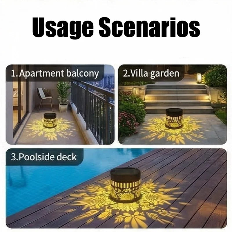 Solar Mandala Sunflower Projector Wall Light Outdoor Garden Decoration Landscape Light for Patio Garden Estate Porch Courtyard
