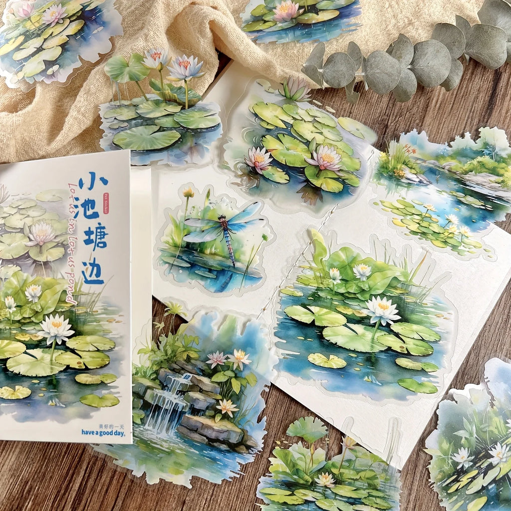 10 pcs Large Size Pond and Lake Landscape Stickers For DIY Scrapbooking Planner Collage Diary Supplies Sticker Stationery