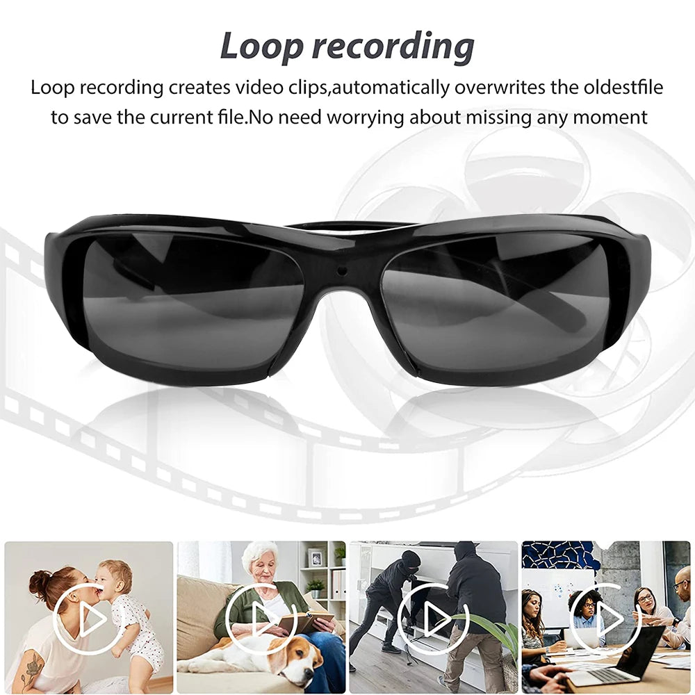 HD 1080P Mini Camcorder Glasses Camera For  For Driving Polarized Sunglasses Sports Camera Driving Cycling Video Recorder