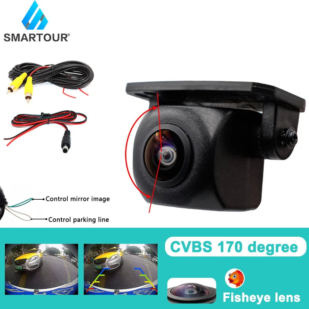 Smartour CCD Vehicle Rear View Camera Car Reverse Black Fisheye Lens Night Vision Waterproof Universal HD Parking Backup Camera