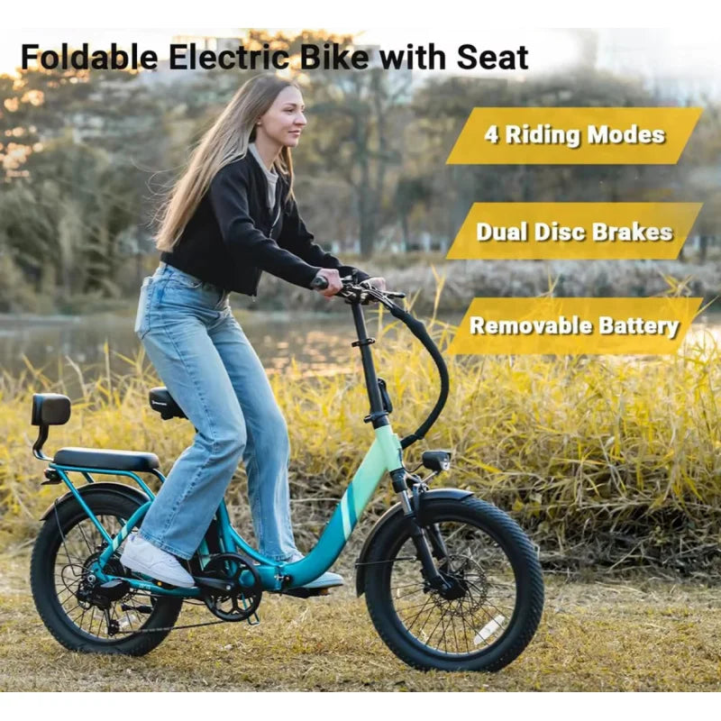 20-inch foldable parent-child riding E-BIKE. 48V13AH removable battery electric scooter, 1000W brushless motor electric bicycle