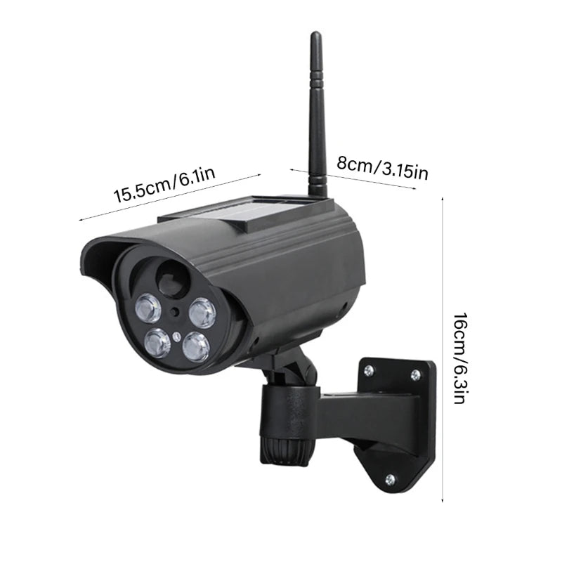 Solar Powered Fake Security Camera Outdoor Dummy Surveillances Device ABS Weatherproof For Home Business Garden Garage