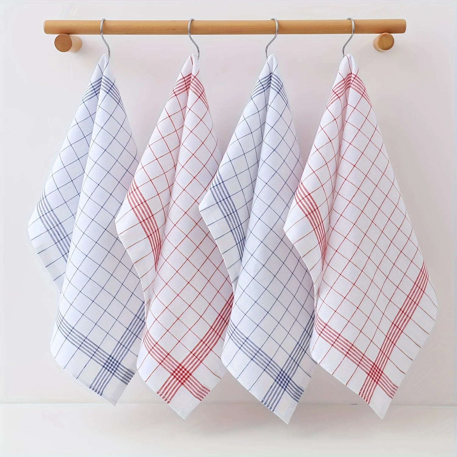 6/12Pcs, 45Cm*60Cm, Two-Color Kitchen Tea Towels, Pure Cotton Striped Plaid Kitchen Towels, Blue/Red Plaid, Dining Supplies, Kit
