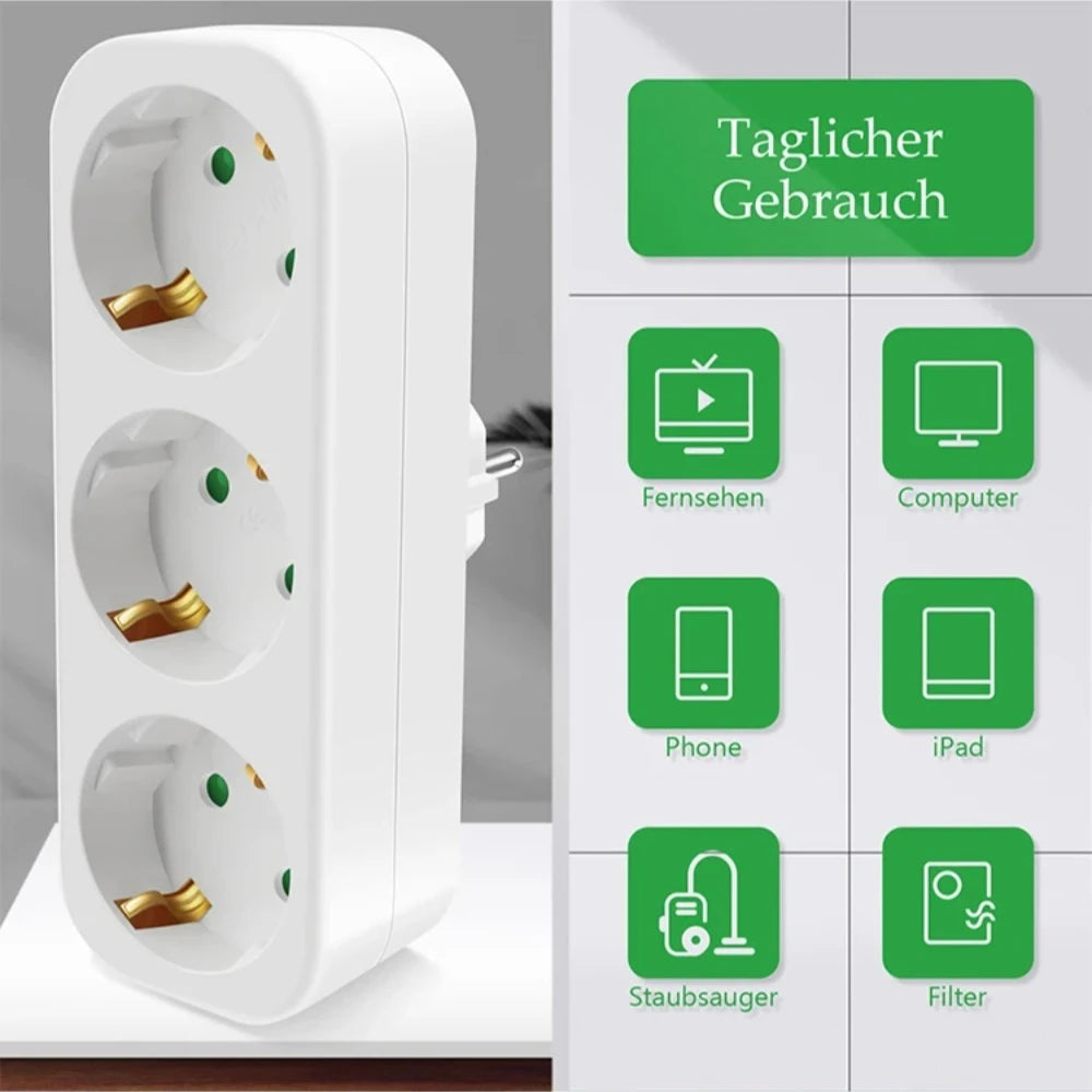 White Wall Mount Socket EU Standard Electrical Outlett Ground Vintage Surface Power Socket Plugs Flame Retardant Plastic