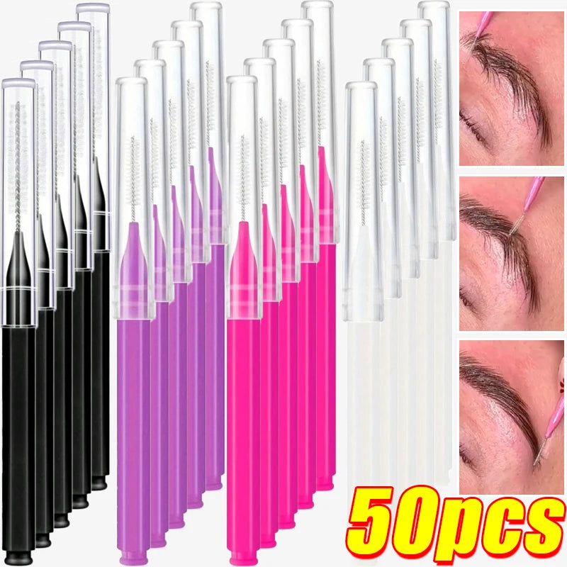 10/50PS Portable Mini Eyebrow Brushes Disposable Eyelash Brow Lifting Brush Applicators Lash Extension Comb Beauty Makeup Tools